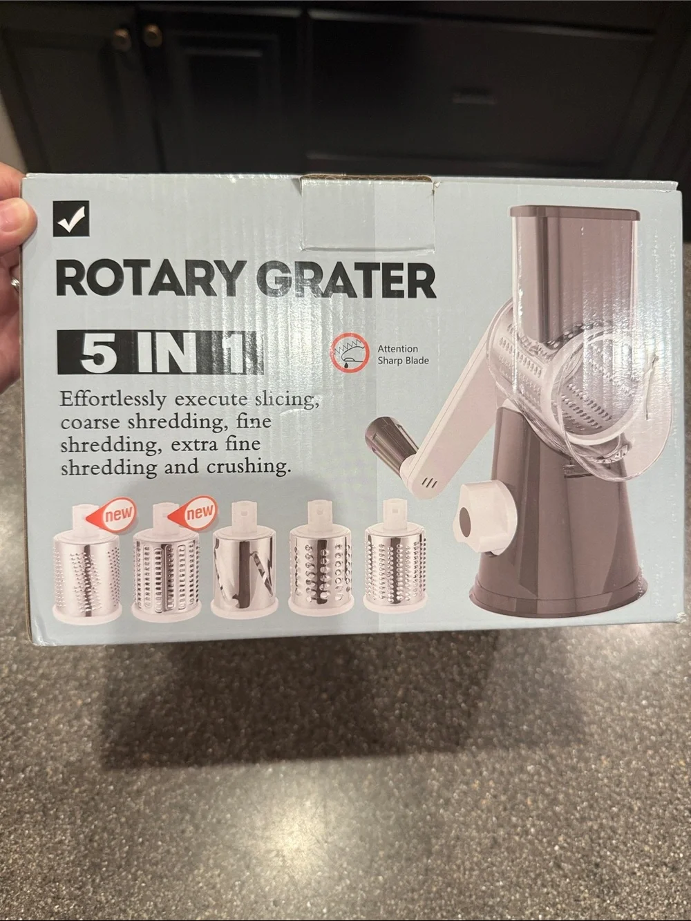 Amazon Rotary Grater 5-in-1 in Gray and Silver